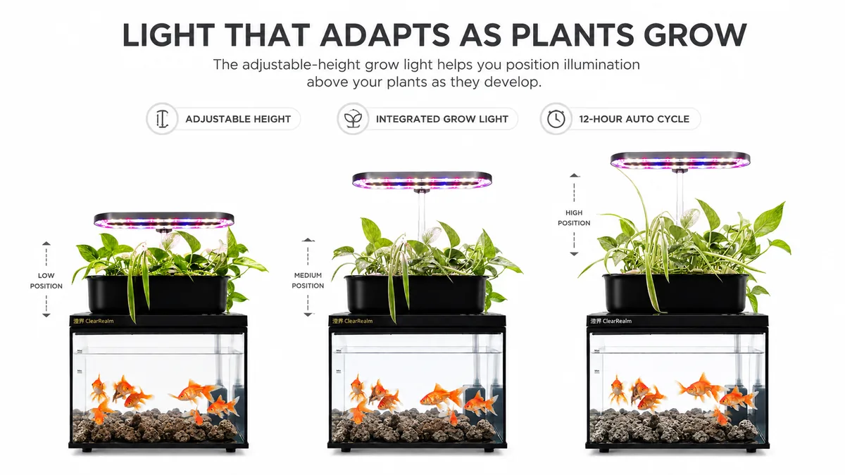 Adjustable height grow light