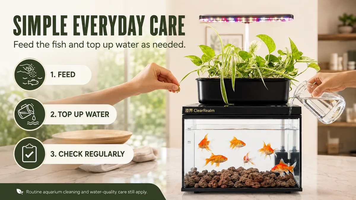 Easy maintenance feed and top up water