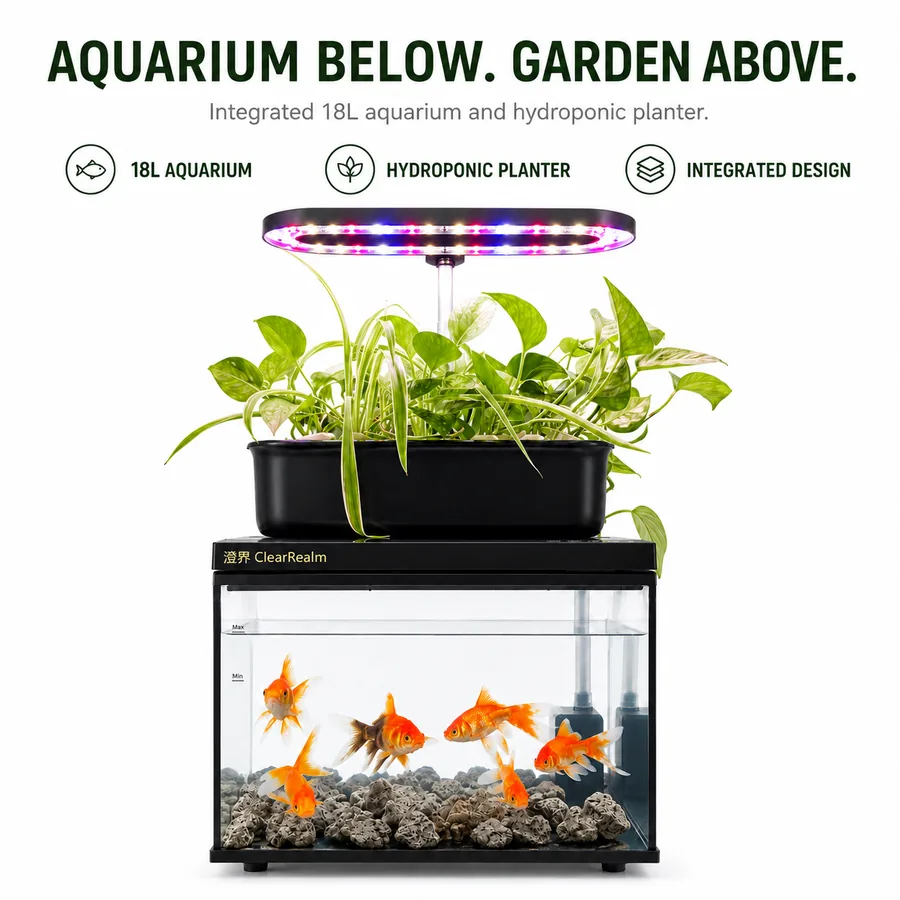 ClearRealm CRO1 integrated aquarium and hydroponic planter